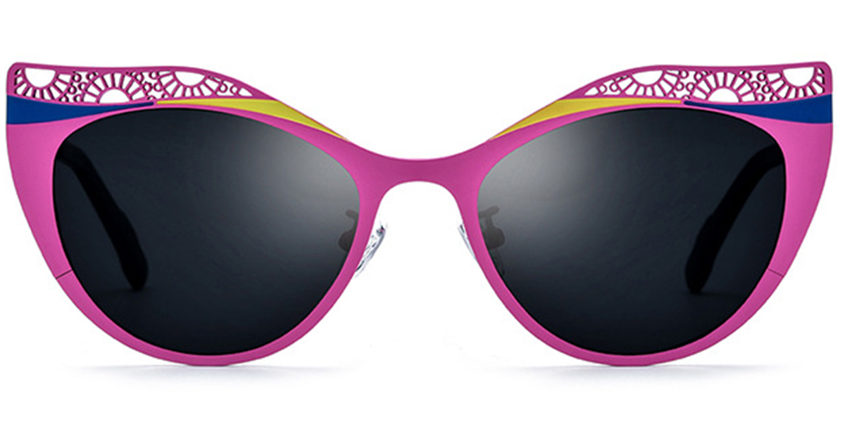 Titanium Cat Eye Sunglasses pattern-pink+dark_grey_polarized