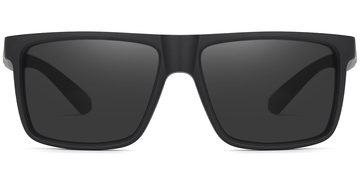 Acetate Square Sunglasses black+dark_grey_polarized