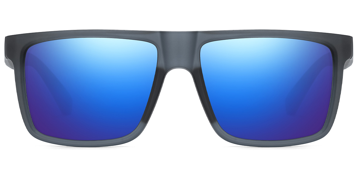 Acetate Square Sunglasses translucent-blue+mirrored_blue_polarized