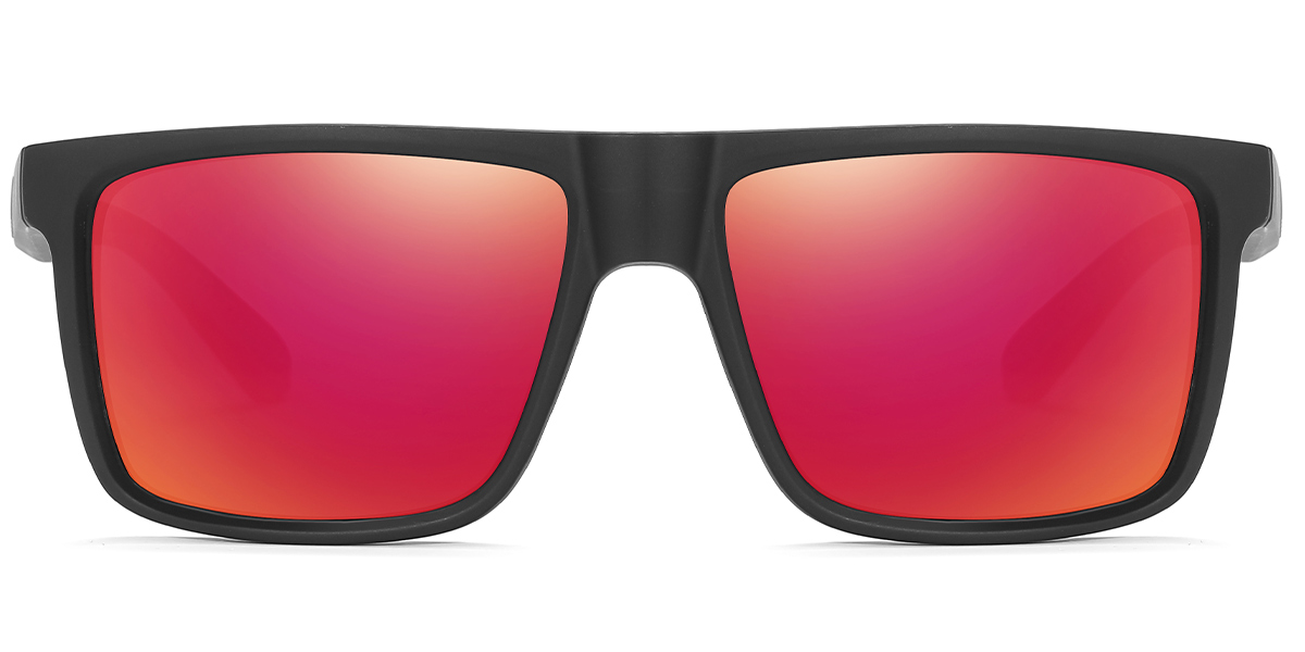 Acetate Square Sunglasses black+mirrored_red_polarized