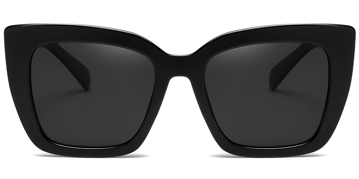 Acetate Square Sunglasses black+dark_grey_polarized