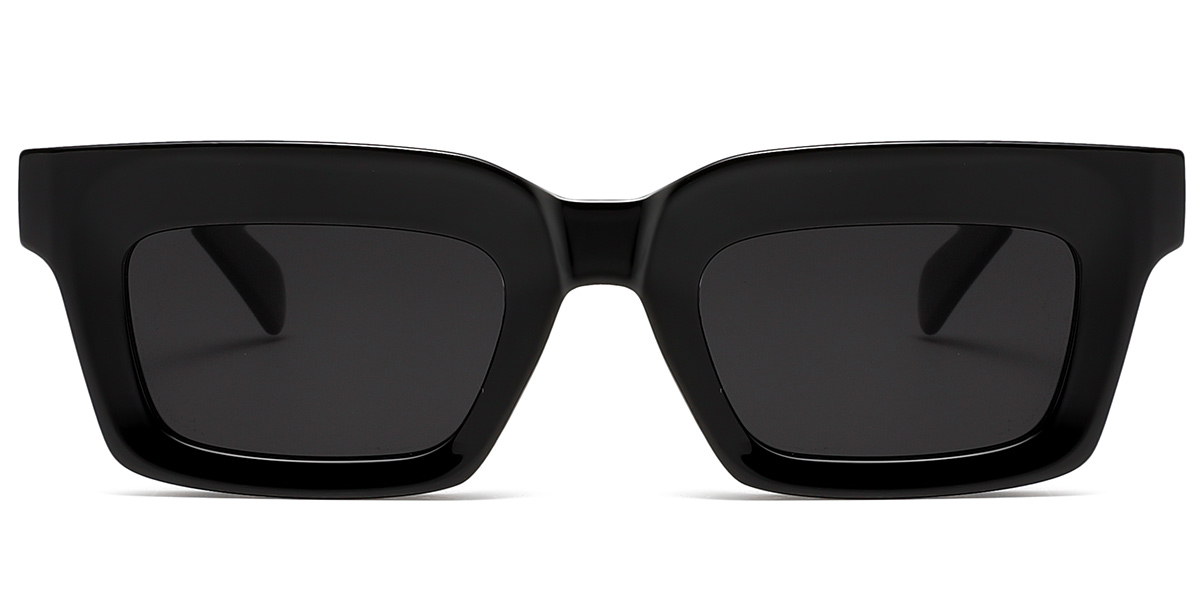 Acetate Rectangle Sunglasses black+dark_grey_polarized