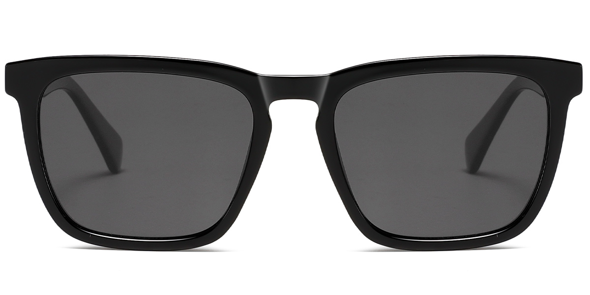 Acetate Square Sunglasses black+dark_grey_polarized