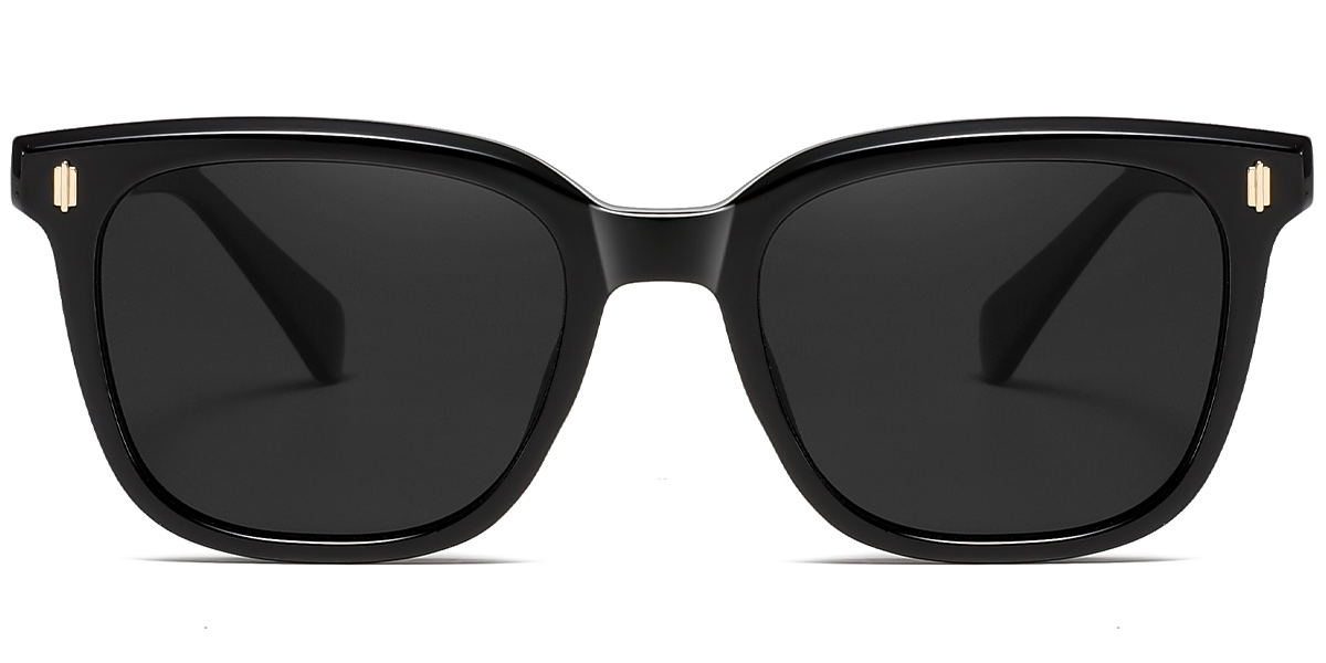 Acetate Square Sunglasses black+dark_grey_polarized