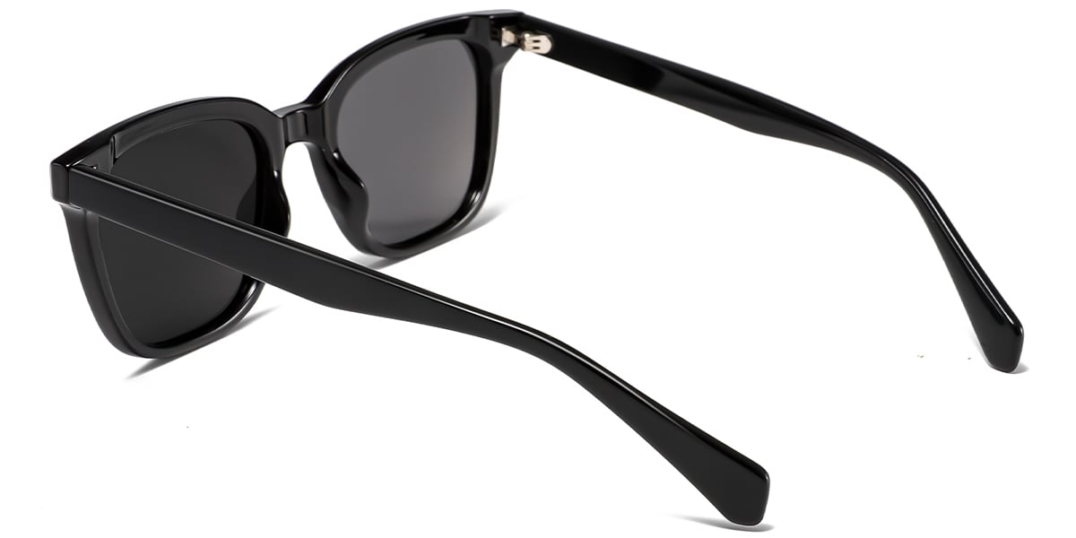 Acetate Square Sunglasses black+dark_grey_polarized