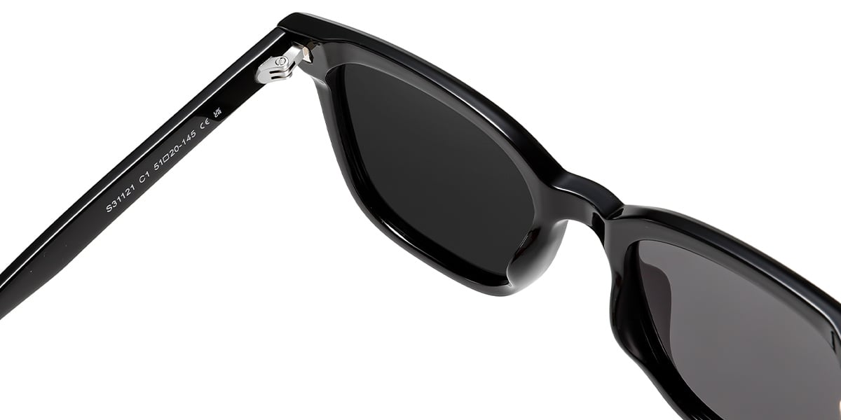 Acetate Square Sunglasses black+dark_grey_polarized