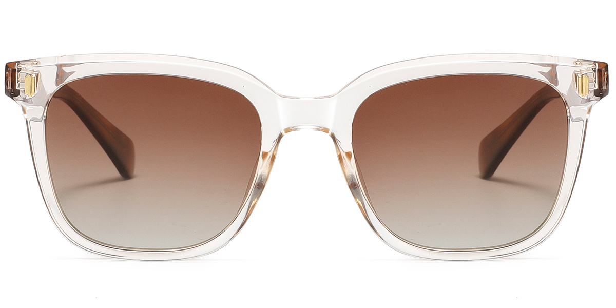 Acetate Square Sunglasses translucent-light_brown+gradient_amber_polarized