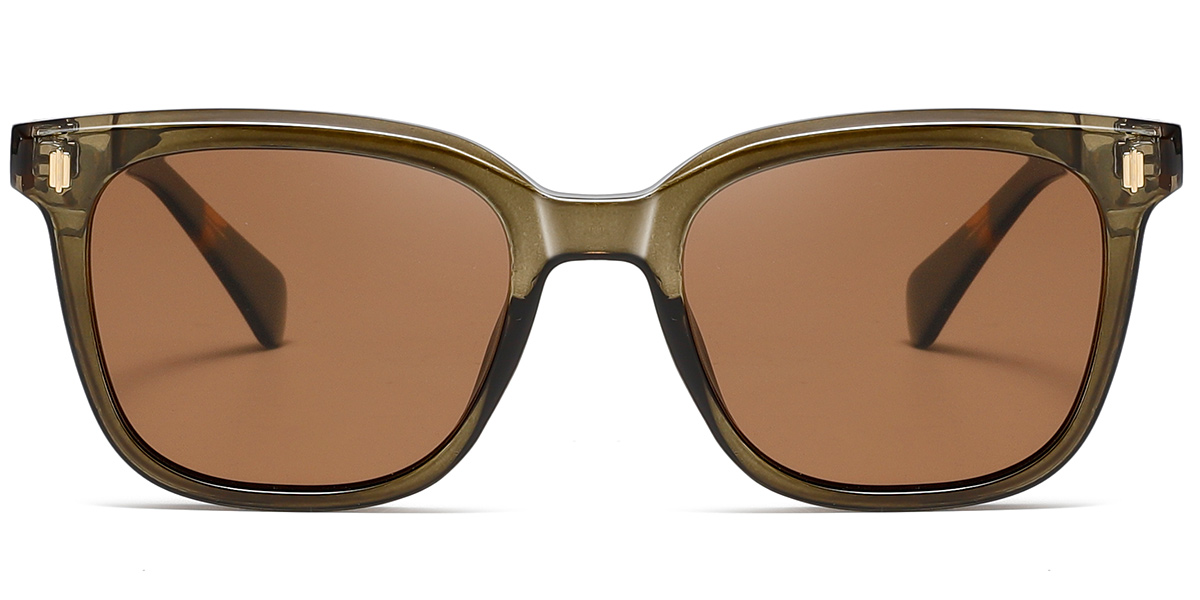 Acetate Square Sunglasses translucent-green+amber_polarized