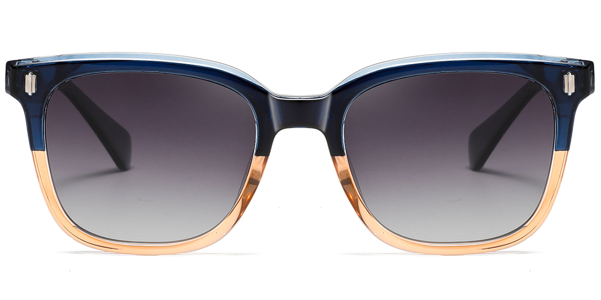 Acetate Square Sunglasses pattern-blue+gradient_grey_polarized