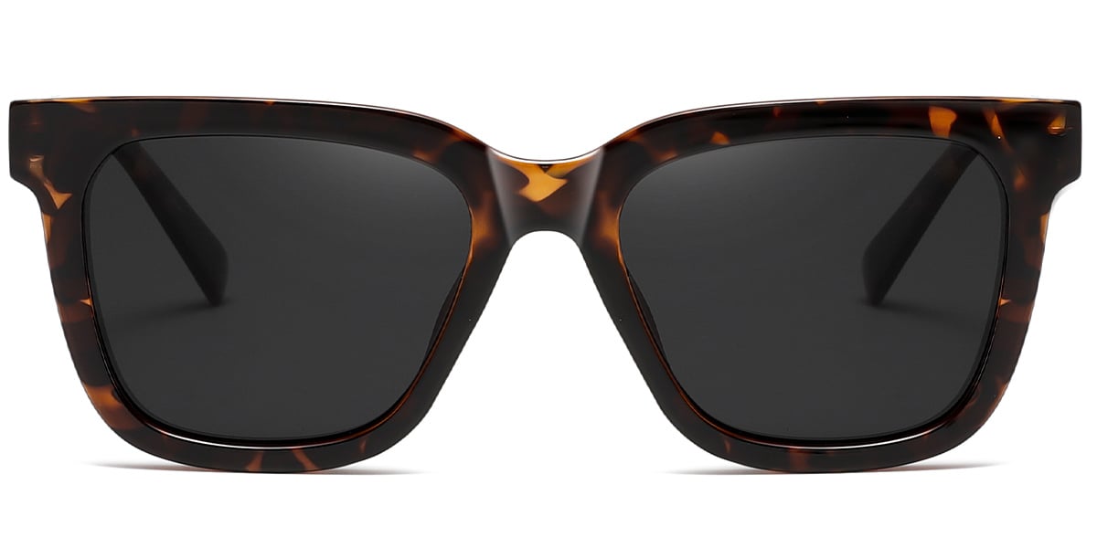 Acetate Square Sunglasses tortoiseshell+dark_grey_polarized