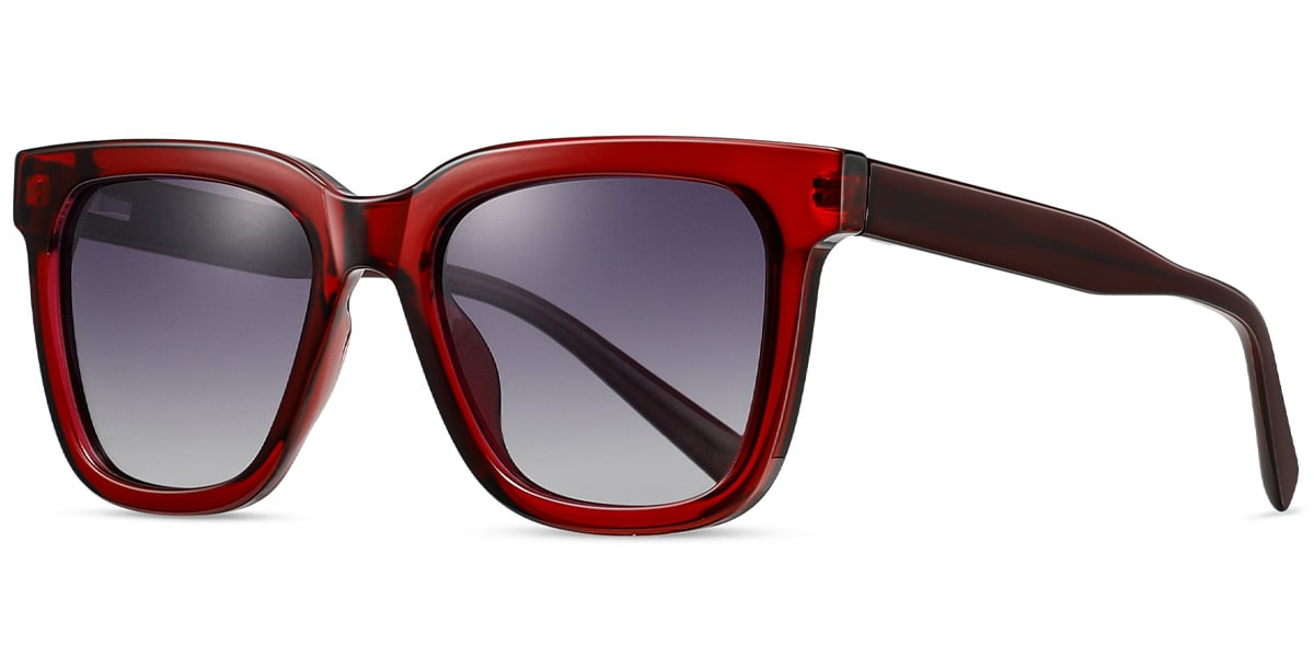 Acetate Square Sunglasses translucent-red+gradient_grey_polarized