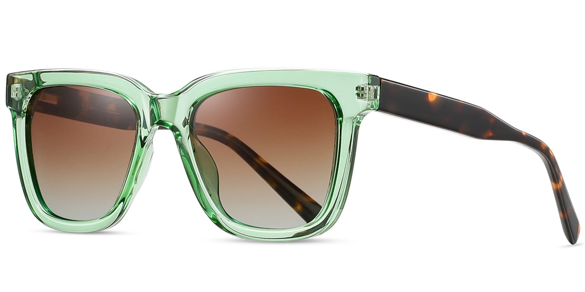 Acetate Square Sunglasses translucent-green+gradient_amber_polarized