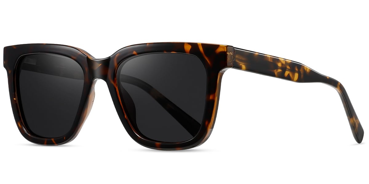 Acetate Square Sunglasses tortoiseshell+dark_grey_polarized