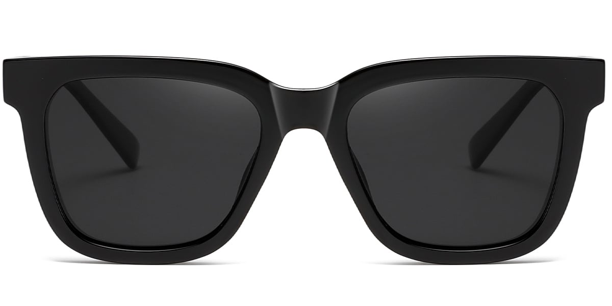 Acetate Square Sunglasses black+dark_grey_polarized