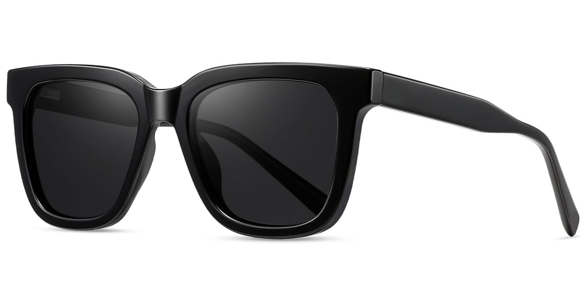 Acetate Square Sunglasses black+dark_grey_polarized