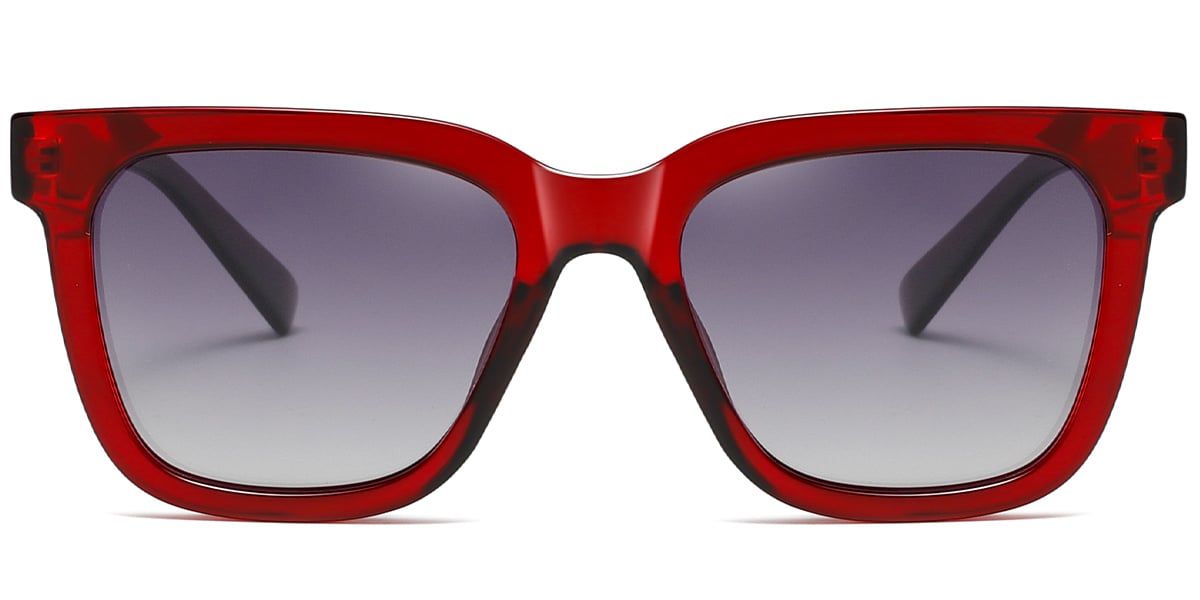 Acetate Square Sunglasses translucent-red+gradient_grey_polarized