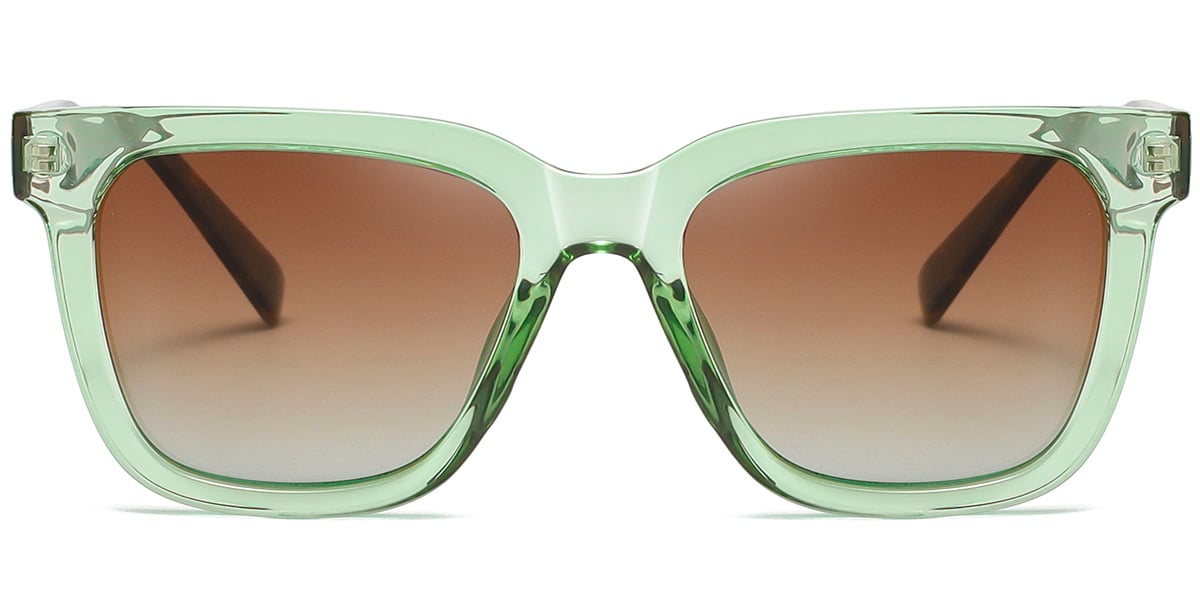 Acetate Square Sunglasses translucent-green+gradient_amber_polarized