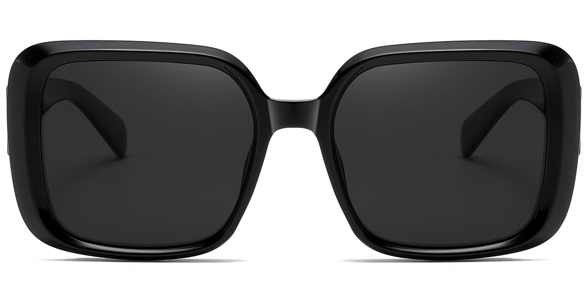 Acetate Square Sunglasses black+dark_grey_polarized