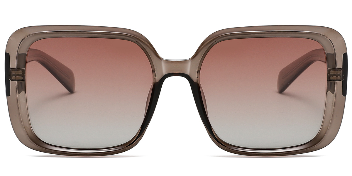 Acetate Square Sunglasses translucent-brown+gradient_pink_polarized