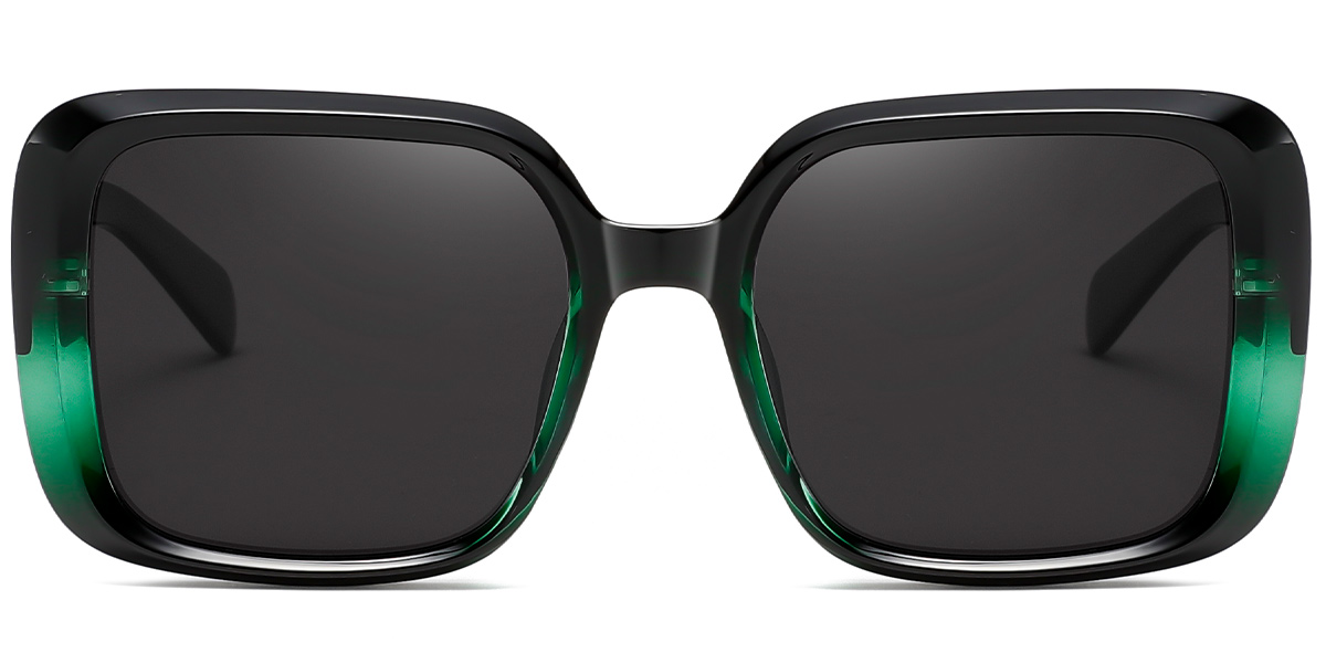 Acetate Square Sunglasses pattern-black+dark_grey_polarized