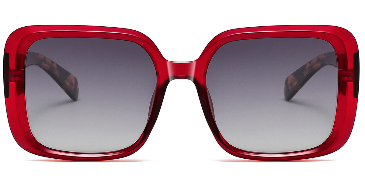 Acetate Square Sunglasses translucent-red+gradient_grey_polarized