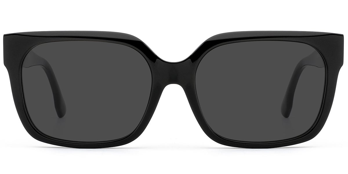 Acetate Square Sunglasses black+dark_grey_polarized