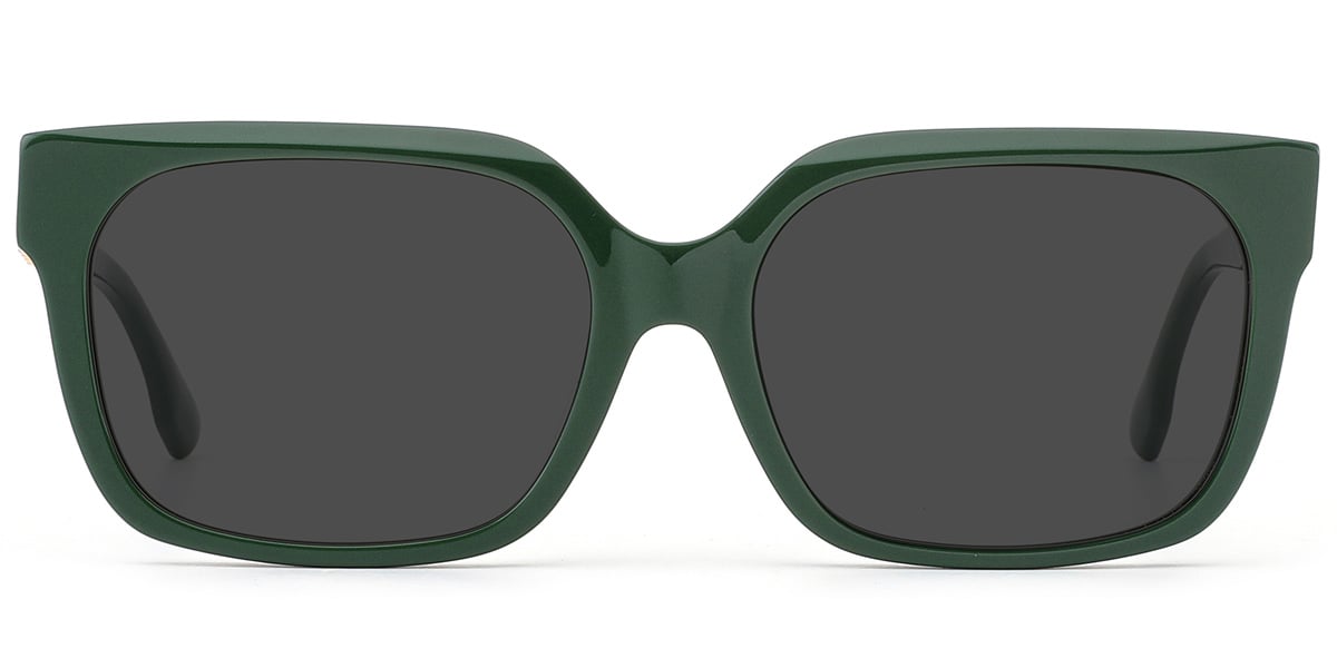 Acetate Square Sunglasses green+dark_grey_polarized