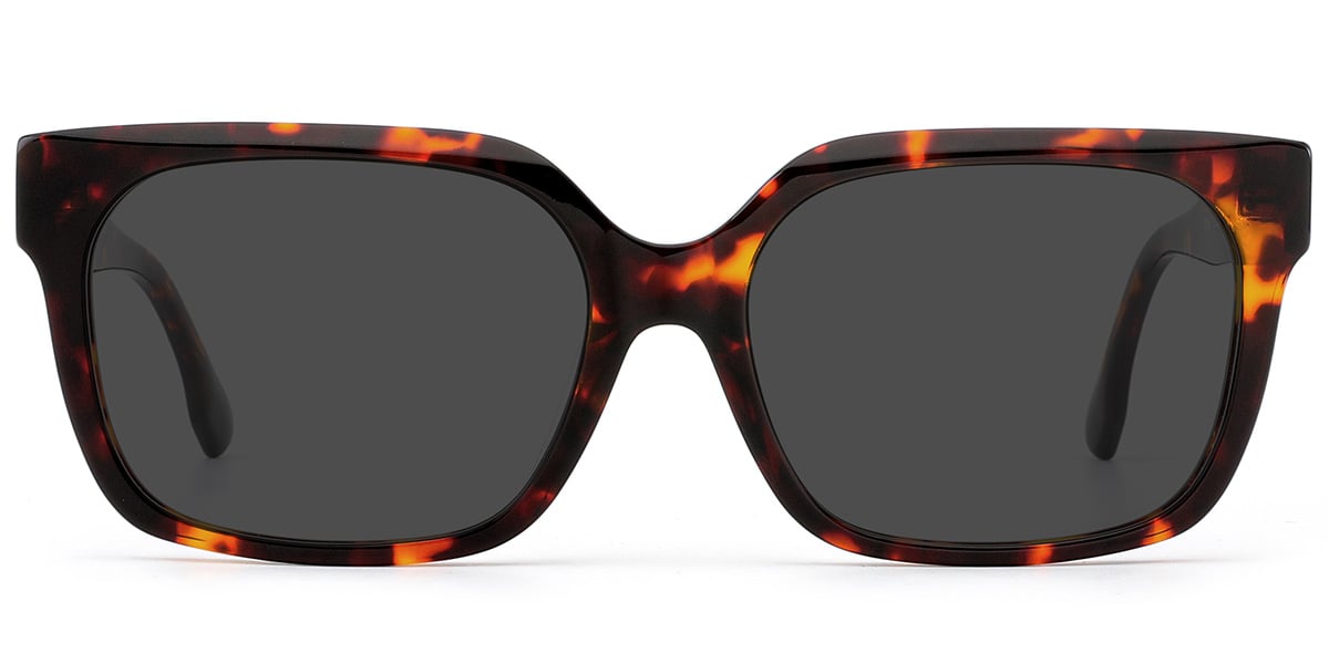 Acetate Square Sunglasses tortoiseshell+dark_grey_polarized