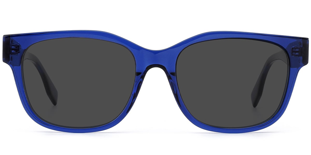 Acetate Square Sunglasses translucent-blue+dark_grey_polarized