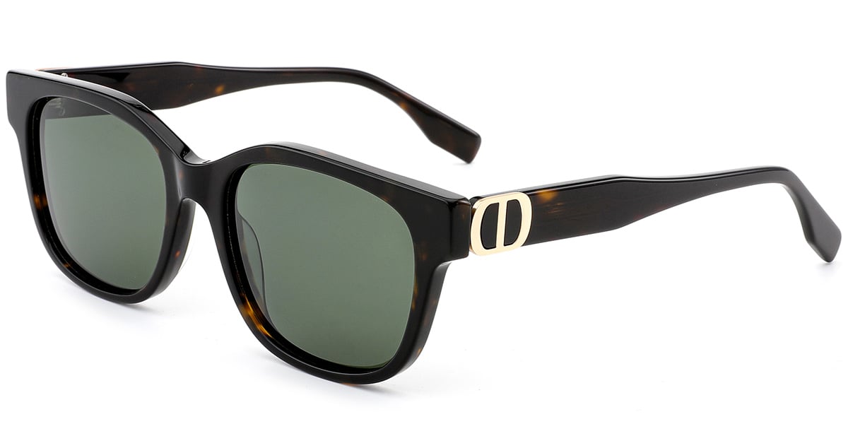 Acetate Square Sunglasses tortoiseshell+dark_green_polarized