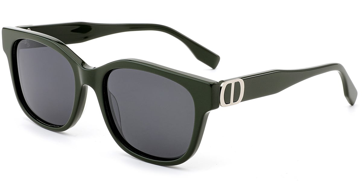 Acetate Square Sunglasses green+dark_grey_polarized