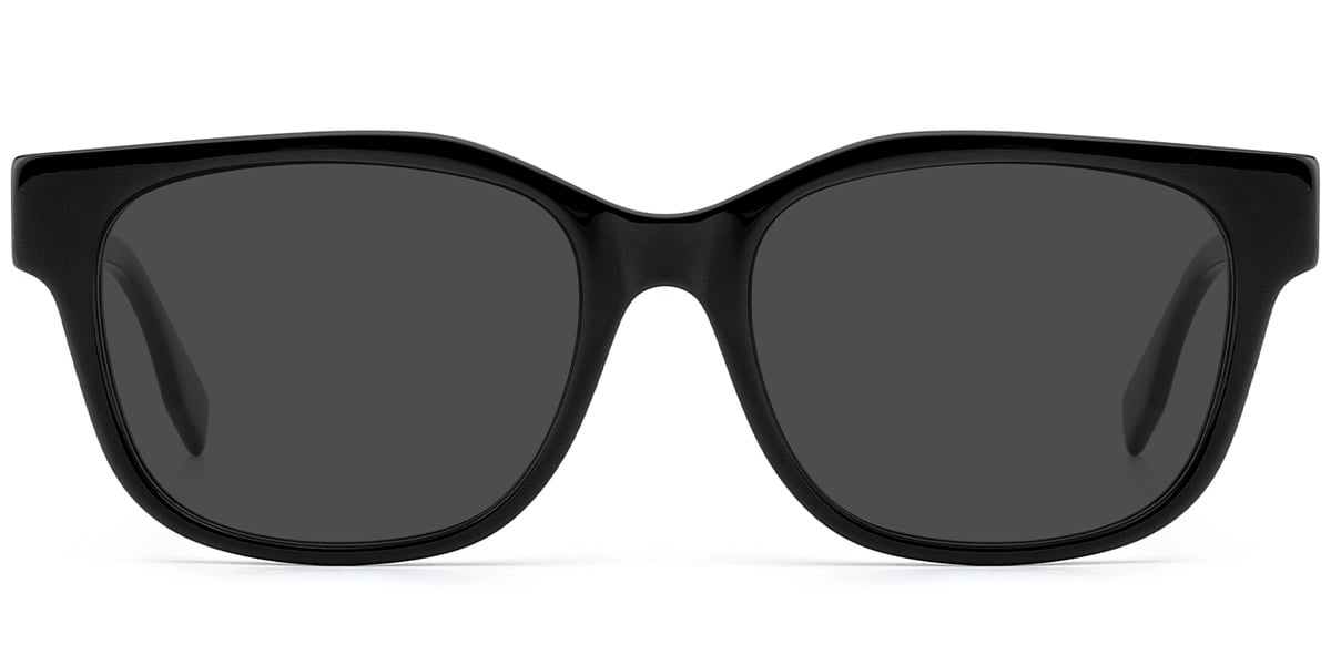 Acetate Square Sunglasses black+dark_grey_polarized