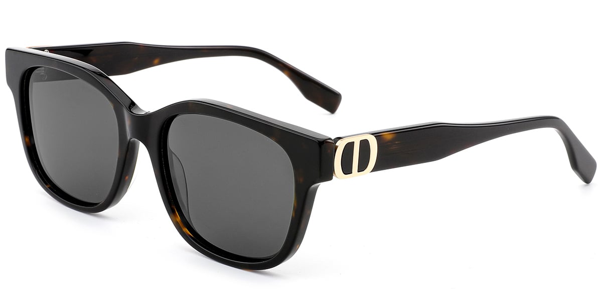 Acetate Square Sunglasses tortoiseshell+dark_grey_polarized