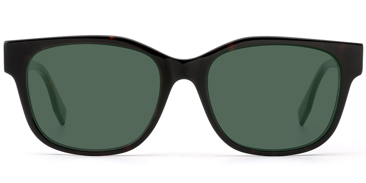 Acetate Square Sunglasses tortoiseshell+dark_green_polarized