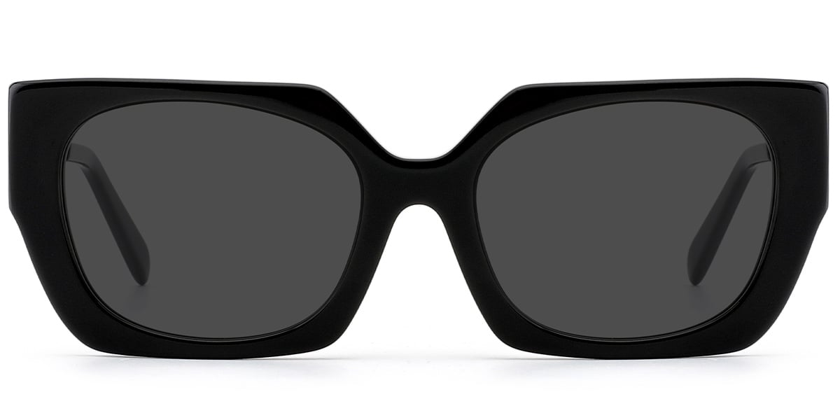 Acetate Square Sunglasses black+dark_grey_polarized