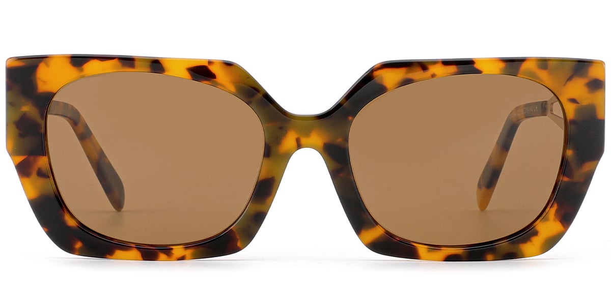 Acetate Square Sunglasses tortoiseshell+amber_polarized