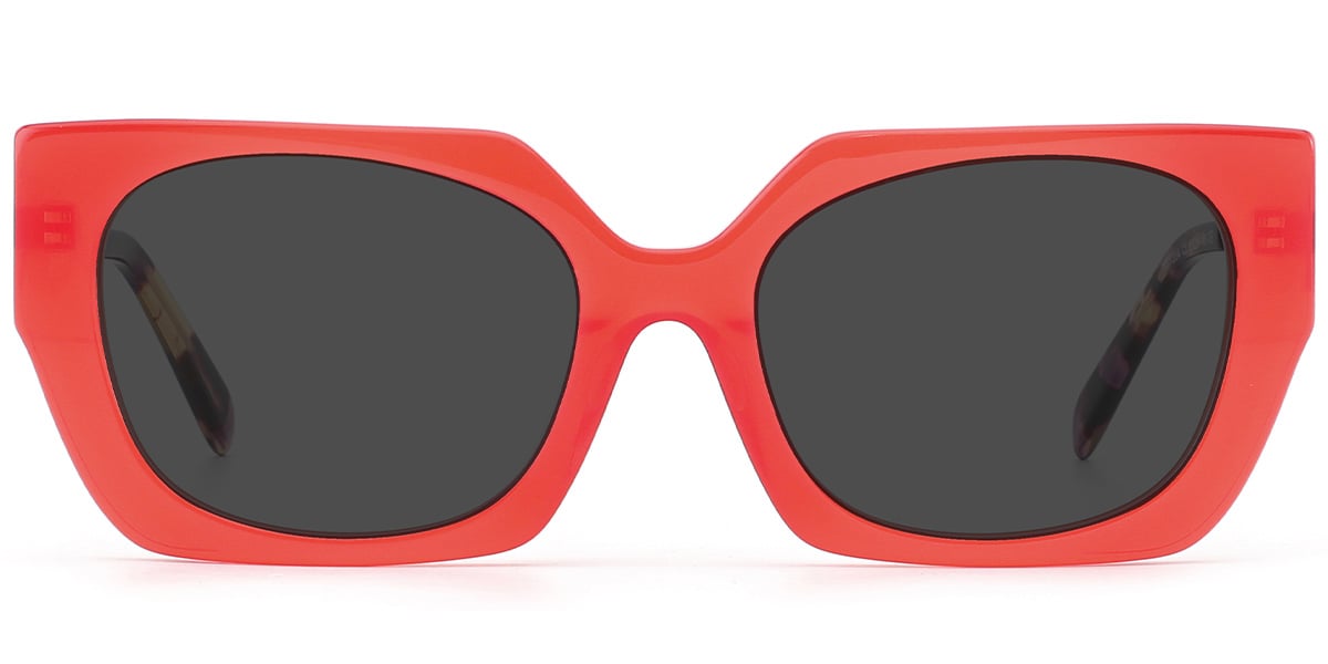 Acetate Square Sunglasses red+dark_grey_polarized