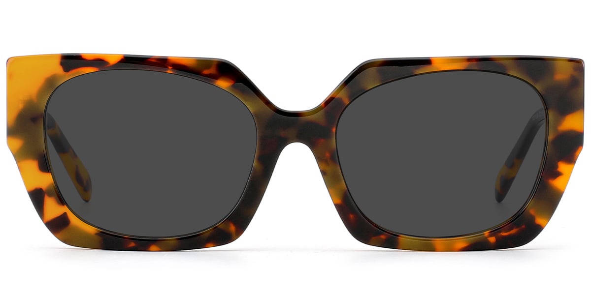 Acetate Square Sunglasses tortoiseshell+dark_grey_polarized