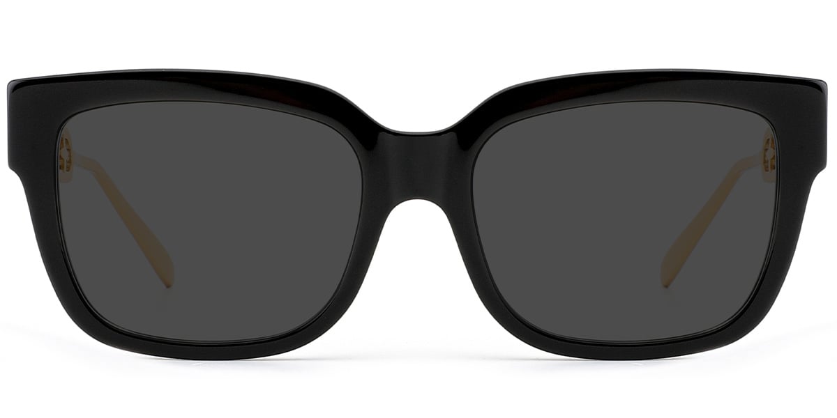 Acetate Square Sunglasses black+dark_grey_polarized