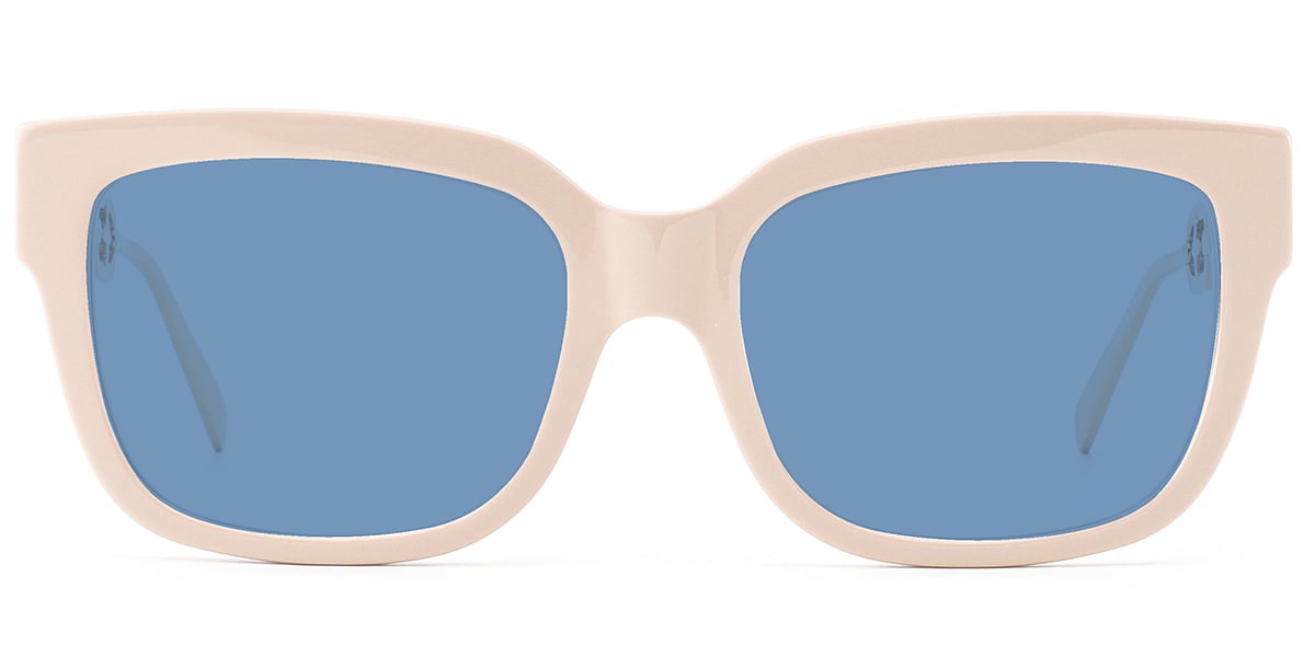 Acetate Square Sunglasses beige+blue_polarized