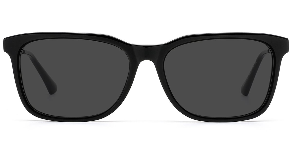 Acetate Rectangle Sunglasses black+dark_grey_polarized