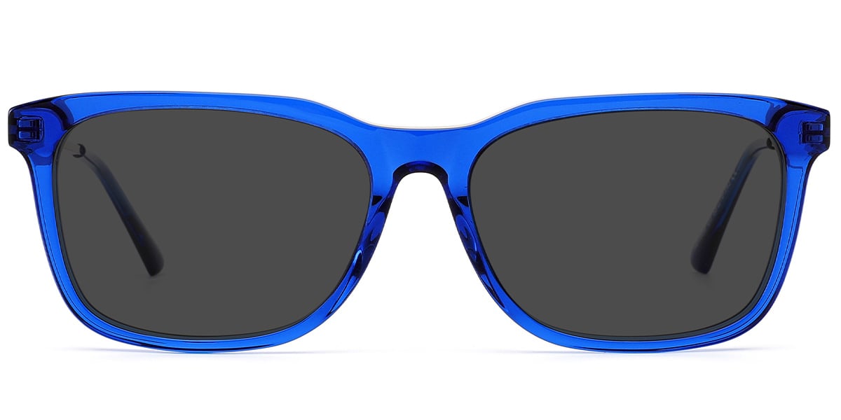 Acetate Rectangle Sunglasses translucent-blue+dark_grey_polarized