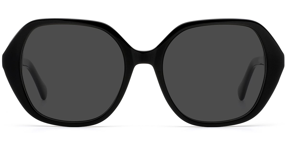 Acetate Square Sunglasses black+dark_grey_polarized