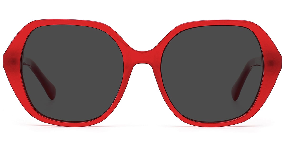 Acetate Square Sunglasses red+dark_grey_polarized