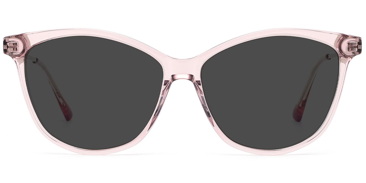 Acetate Cat Eye Sunglasses translucent-pink+dark_grey_polarized