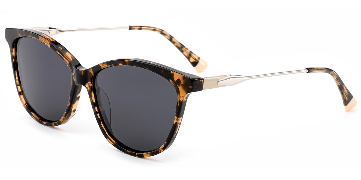 Acetate Cat Eye Sunglasses tortoiseshell+dark_grey_polarized