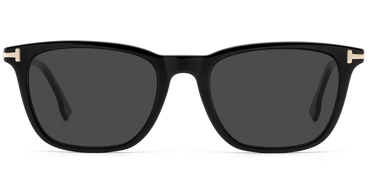 Acetate Rectangle Sunglasses black+dark_grey_polarized