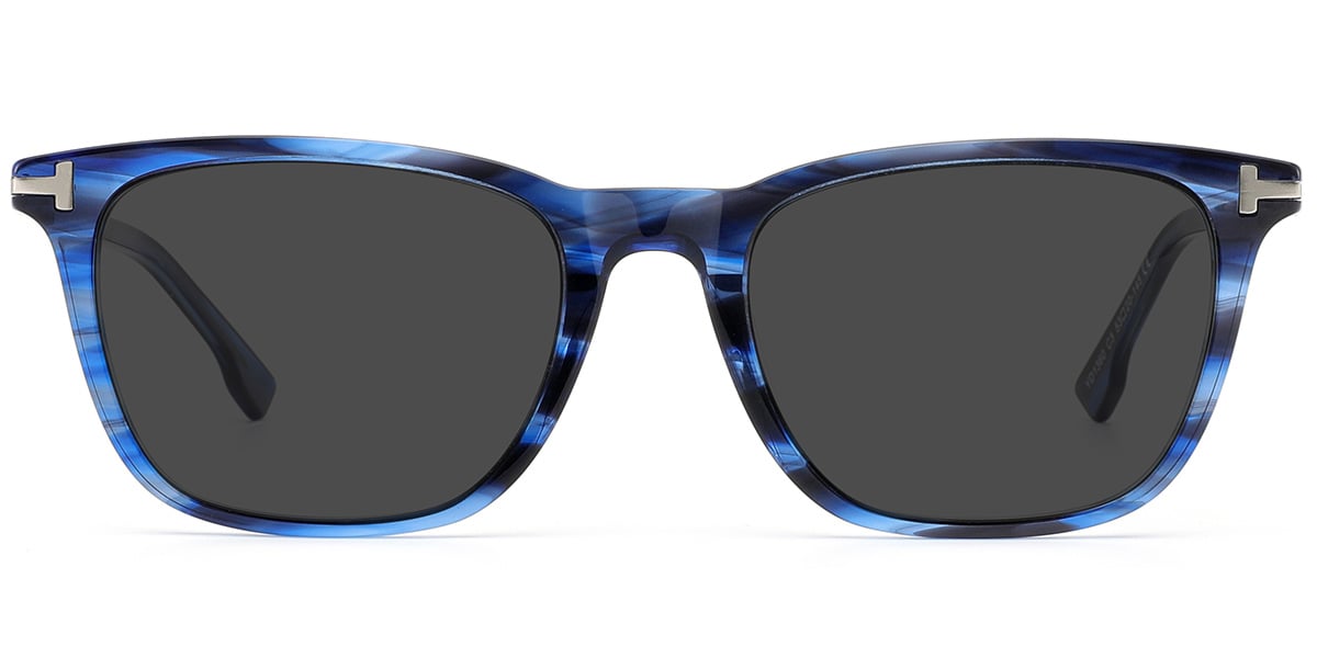 Acetate Rectangle Sunglasses pattern-blue+dark_grey_polarized