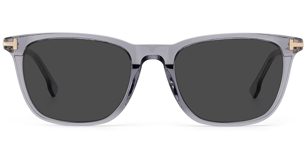 Acetate Rectangle Sunglasses translucent-grey+dark_grey_polarized