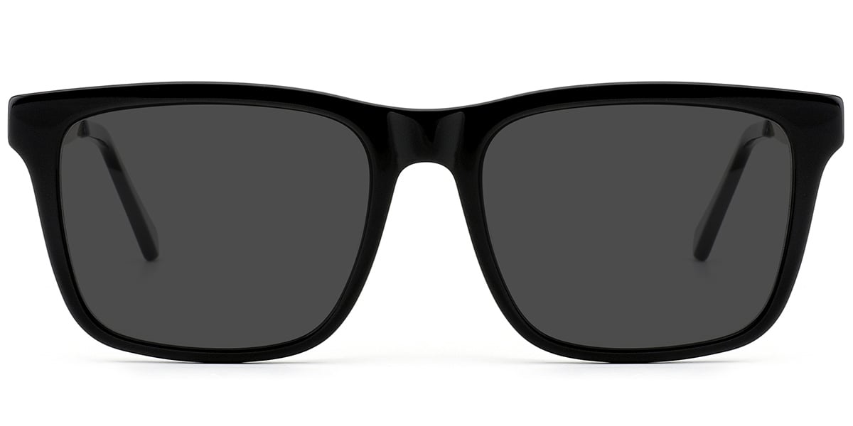 Acetate Square Sunglasses black+dark_grey_polarized